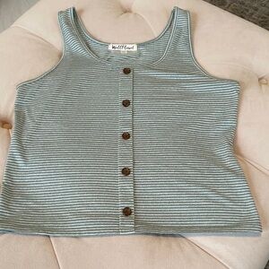 Wall Flower Teal Striped Button-Front Tank Top